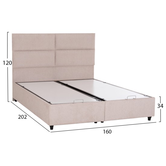 ΚΡΕΒΑΤΙ MILO ΔΙΠΛΟ ΜΕ ΑΠΟΘΗΚΕΥΤΙΚΟ ΧΩΡΟ HM622.32 ΜΠΕΖ ΥΦΑΣΜΑ-- ΓΙΑ ΣΤΡΩΜΑ 160x200εκ