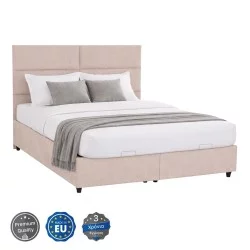 ΚΡΕΒΑΤΙ MILO ΔΙΠΛΟ ΜΕ ΑΠΟΘΗΚΕΥΤΙΚΟ ΧΩΡΟ HM622.32 ΜΠΕΖ ΥΦΑΣΜΑ-- ΓΙΑ ΣΤΡΩΜΑ 160x200εκ