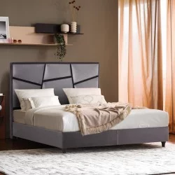 ΚΡΕΒΑΤΙ ΔΙΠΛΟ ΜΕ ΣΤΡΩΜΑ & ΑΠΟΘ.ΧΩΡΟ ODELIA HM21279.01 ΓΚΡΙ ΒΕΛΟΥΔΟ--ΓΙΑ 160x200εκ