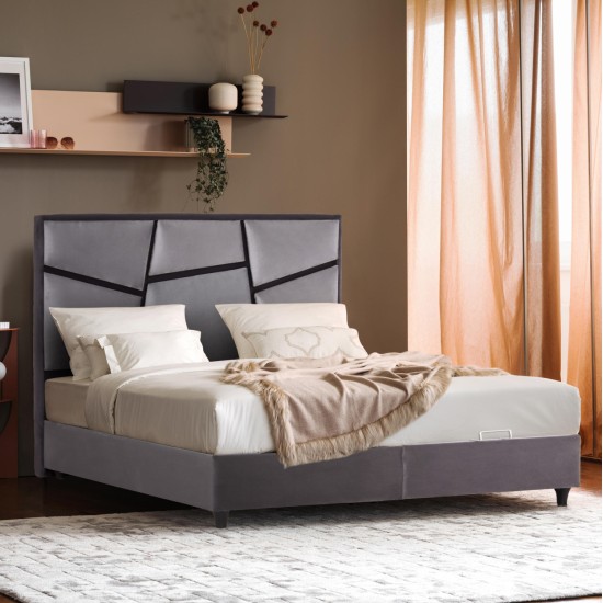 ΚΡΕΒΑΤΙ ΔΙΠΛΟ ΜΕ ΣΤΡΩΜΑ & ΑΠΟΘ.ΧΩΡΟ REMO HM21167 ΜΠΕΖ ΜΠΟΥΚΛΕ--ΓΙΑ 160x200εκ