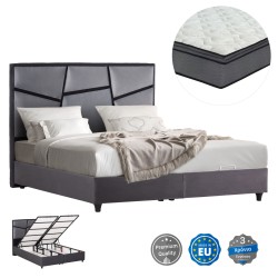 ΚΡΕΒΑΤΙ ΔΙΠΛΟ ΜΕ ΣΤΡΩΜΑ & ΑΠΟΘ.ΧΩΡΟ ODELIA HM21279.01 ΓΚΡΙ ΒΕΛΟΥΔΟ--ΓΙΑ 160x200εκ