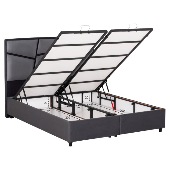 ΚΡΕΒΑΤΙ ΔΙΠΛΟ ΜΕ ΣΤΡΩΜΑ & ΑΠΟΘ.ΧΩΡΟ REMO HM21167 ΜΠΕΖ ΜΠΟΥΚΛΕ--ΓΙΑ 160x200εκ