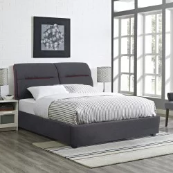 ΚΡΕΒΑΤΙ ΔΙΠΛΟ ΜΕ ΣΤΡΩΜΑ KENDRA HM10804 ΓΚΡΙ ΥΦΑΣΜΑ--ΓΙΑ ΣΤΡΩΜΑ 150x200εκ