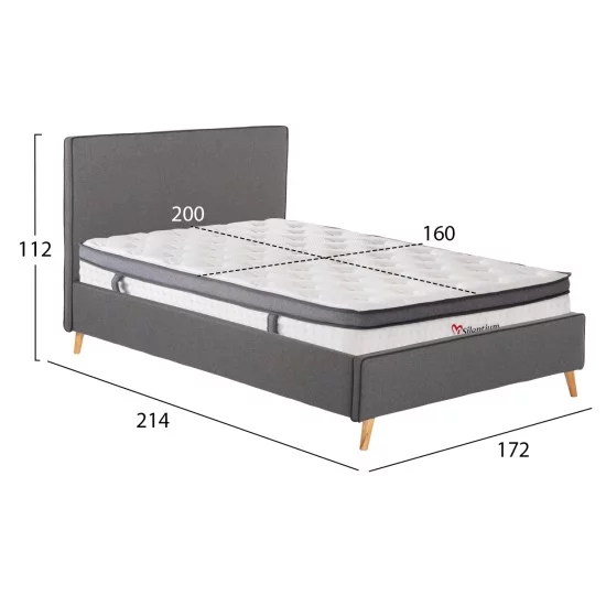 ΚΡΕΒΑΤΙ ΔΙΠΛΟ ΜΕ ΣΤΡΩΜΑ INDRA HM10810.01 ΓΚΡΙ ΥΦΑΣΜΑ--ΓΙΑ ΣΤΡΩΜΑ 160x200εκ