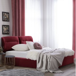 ΚΡΕΒΑΤΙ ΔΙΠΛΟ & ΣΤΡΩΜΑ KENDRA HM10720.06 ΚΟΚΚΙΝΟ ΒΟΥΡΓΟΥΝΔΙΑΣ ΒΕΛΟΥΔΟ--ΑΠΟΘ.ΧΩΡΟΣ--160x200εκ