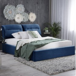 ΚΡΕΒΑΤΙ ΔΙΠΛΟ & ΣΤΡΩΜΑ KENDRA HM10831.18 ΜΠΛΕ ΒΕΛΟΥΔΟ--ΑΠΟΘ.ΧΩΡΟΣ--160x200εκ