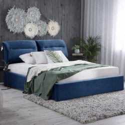 ΚΡΕΒΑΤΙ ΔΙΠΛΟ & ΣΤΡΩΜΑ KENDRA HM10831.18 ΜΠΛΕ ΒΕΛΟΥΔΟ--ΑΠΟΘ.ΧΩΡΟΣ--160x200εκ