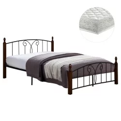 ΚΡΕΒΑΤΙ ΔΙΠΛΟ & ΣΤΡΩΜΑ SUZIE HM10740 ΜΕΤΑΛΛΟ & ΞΥΛΟ ΣΕ ΚΑΡΥΔΙ--ΣΤΡΩΜΑ 150x200εκ