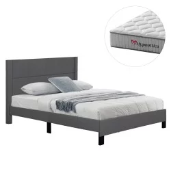 ΚΡΕΒΑΤΙ ΔΙΠΛΟ & ΣΤΡΩΜΑ TRILLOP HM10763.01 ΓΚΡΙ ΥΦΑΣΜΑ--ΓΙΑ 160x200εκ
