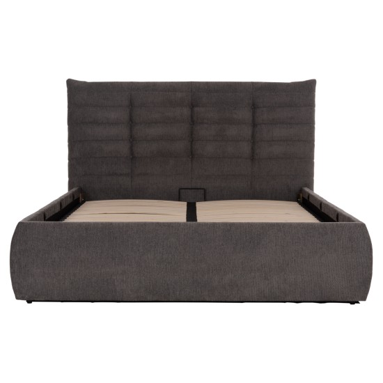 ΚΡΕΒΑΤΙ ΔΙΠΛΟ & ΣΤΡΩΜΑ SANDRA HM10770 ΓΚΡΙ ΥΦΑΣΜΑ ΜΕ ΑΠΟΘ.ΧΩΡΟ--ΓΙΑ 160x200εκ