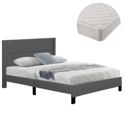 ΚΡΕΒΑΤΙ ΔΙΠΛΟ & ΣΤΡΩΜΑ TRILLOP HM21202.12 ΓΚΡΙ ΥΦΑΣΜΑ--ΓΙΑ 160x200εκ