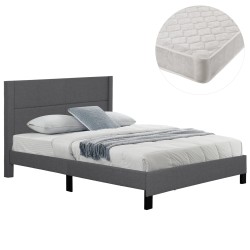 ΚΡΕΒΑΤΙ ΔΙΠΛΟ & ΣΤΡΩΜΑ TRILLOP HM21202.12 ΓΚΡΙ ΥΦΑΣΜΑ--ΓΙΑ 160x200εκ