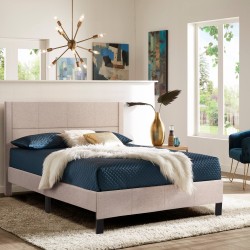 ΚΡΕΒΑΤΙ ΔΙΠΛΟ & ΣΤΡΩΜΑ TRILLOP HM21202.15 ΜΠΕΖ ΥΦΑΣΜΑ--ΓΙΑ 160x200εκ