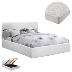 ΚΡΕΒΑΤΙ ΔΙΠΛΟ & ΣΤΡΩΜΑ BOBBI HM21271.01 ΛΕΥΚΟ PU ΜΕ ΑΠΟΘ.ΧΩΡΟ--ΓΙΑ 150x200εκ