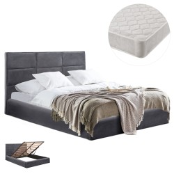 ΚΡΕΒΑΤΙ ΔΙΠΛΟ & ΣΤΡΩΜΑ BRILEY HM21272.01 ΓΚΡΙ ΒΕΛΟΥΔΟ ΜΕ ΑΠΟΘ.ΧΩΡΟ--ΓΙΑ 160x200εκ