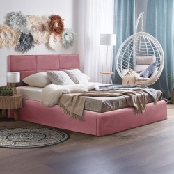 ΚΡΕΒΑΤΙ ΔΙΠΛΟ & ΣΤΡΩΜΑ BRILEY HM21272.02 ΣΑΠΙΟ ΜΗΛΟ ΒΕΛΟΥΔΟ ΜΕ ΑΠΟΘ.ΧΩΡΟ--ΓΙΑ 160x200εκ