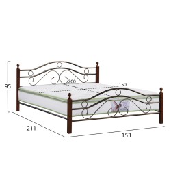 ΚΡΕΒΑΤΙ ΔΙΠΛΟ & ΣΤΡΩΜΑ CELINA HM21328 ΜΕΤΑΛΛΟ & ΞΥΛΟ ΣΕ DIRTY OAK--ΣΤΡΩΜΑ 150x200εκ