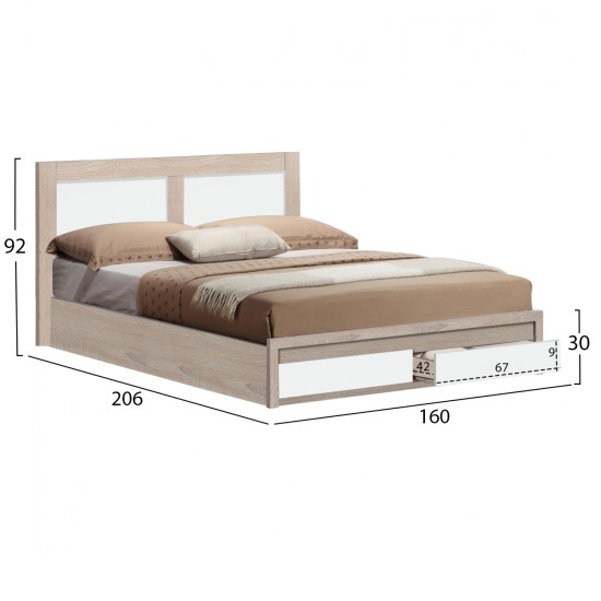 ΚΡΕΒΑΤΙ CAPRI HM312.06 ΜΕ 2 ΣΥΡΤΑΡΙΑ SONAMA ΛΕΥΚΟ ΓΙΑ ΣΤΡΩΜΑ 150x200 εκ.