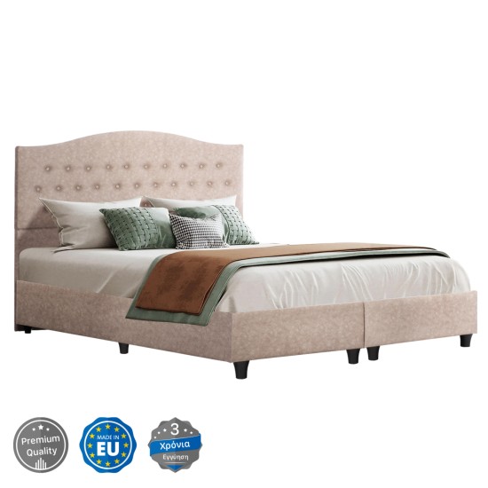 ΚΡΕΒΑΤΙ MALENA HM638.22 ΜΠΕΖ ΥΦΑΣΜΑ Τ. NUBUCK ΓΙΑ ΣΤΡΩΜΑ 150x200εκ.