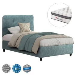 ΚΡΕΒΑΤΙ ΗΜΙΔΙΠΛΟ DOLORES ΜΕ ΣΤΡΩΜΑ HM10746.04 LIGHT GREEN ΥΦΑΣΜΑ τ.NUBUCK--ΓΙΑ 120x200εκ