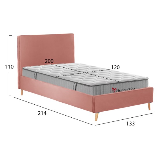 ΚΡΕΒΑΤΙ ΗΜΙΔΙΠΛΟ ΜΕ ΣΤΡΩΜΑ MAYLIN HM10758.02 ΒΕΛΟΥΔΟ ΣΑΠΙΟ ΜΗΛΟ--ΣΤΡΩΜΑ 120Χ200εκ