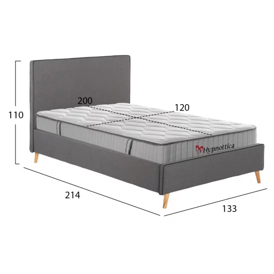 ΚΡΕΒΑΤΙ ΗΜΙΔΙΠΛΟ ΜΕ ΣΤΡΩΜΑ MAYLIN HM10758.10 ΓΚΡΙ ΥΦΑΣΜΑ--ΣΤΡΩΜΑ 120Χ200εκ