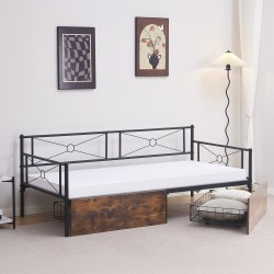 ΚΡΕΒΑΤΙ-ΚΑΝΑΠΕΣ BERNIE HM21120.01 ΜΑΥΡΟΣ ΜΕΤΑΛ. ΣΚΕΛΕΤΟΣ & 2 ΣΥΡΤΑΡΙΑ- ΓΙΑ 190x90εκ.