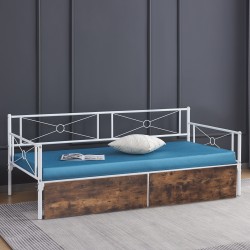 ΚΡΕΒΑΤΙ-ΚΑΝΑΠΕΣ BERNIE HM21121.01 ΛΕΥΚΟΣ ΜΕΤΑΛ.ΣΚΕΛΕΤΟΣ & 2 ΣΥΡΤΑΡΙΑ- ΓΙΑ 190x90εκ.