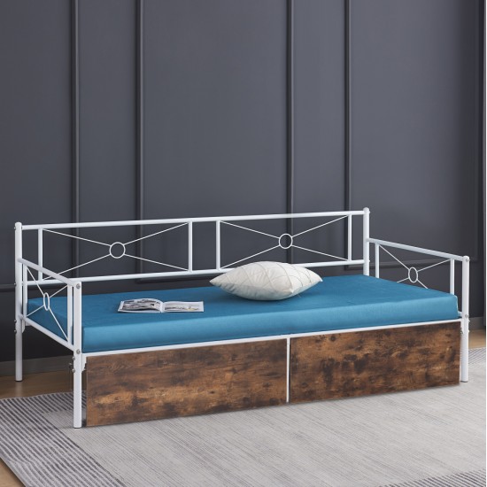 ΚΡΕΒΑΤΙ-ΚΑΝΑΠΕΣ BERNIE HM21121.01 ΛΕΥΚΟΣ ΜΕΤΑΛ.ΣΚΕΛΕΤΟΣ & 2 ΣΥΡΤΑΡΙΑ- ΓΙΑ 190x90εκ.