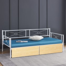 ΚΡΕΒΑΤΙ-ΚΑΝΑΠΕΣ BERNIE HM21121.02 ΛΕΥΚΟ ΜΕΤΑΛΛΟ & 2 SONAMA ΣΥΡΤΑΡΙΑ- ΓΙΑ 190x90εκ.