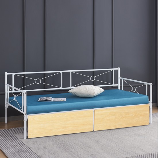 ΚΡΕΒΑΤΙ-ΚΑΝΑΠΕΣ BERNIE HM21121.02 ΛΕΥΚΟ ΜΕΤΑΛΛΟ & 2 SONAMA ΣΥΡΤΑΡΙΑ- ΓΙΑ 190x90εκ.