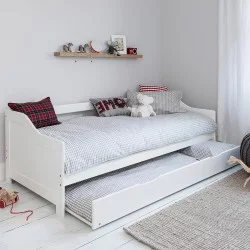 ΚΡΕΒΑΤΙ ΚΑΝΑΠΕΣ ΜΕ ΣΥΡΟΜΕΝΟ TRADDY HM21313 ΞΥΛΟ ΠΕΥΚΟΥ ΛΕΥΚΟ--ΜΕ 2 ΣΤΡΩΜΑΤΑ 90x190εκ