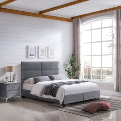 ΚΡΕΒΑΤΙ MILO ΜΕ ΑΠΟΘ.ΧΩΡΟ HM738.10 ΓΚΡΙ ΒΕΛΟΥΔΟ-- ΓΙΑ ΣΤΡΩΜΑ 140x200εκ