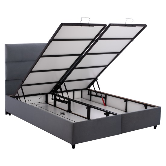 ΚΡΕΒΑΤΙ MALENA ΜΕ ΑΠΟΘΗΚΕΥΤΙΚΟ ΑΠΟ ΓΚΡΙ ΒΕΛΟΥΔΟ HM624.10 ΓΙΑ ΣΤΡΩΜΑ 160x200 εκ.