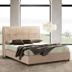 ΚΡEΒΑΤΙ ΜΕ ΑΠΟΘΗΚΕΥΤΙΚΟ ΧΩΡΟ DREAMLET HM716 ΜΠΕΖ ΒΕΛΟΥΔΟ- ΓΙΑ ΣΤΡΩΜΑ 160x200εκ.