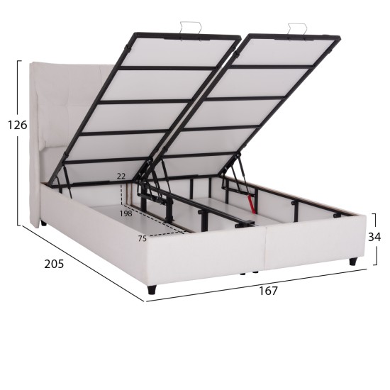 ΚΡEΒΑΤΙ ΜΕ ΑΠΟΘΗΚΕΥΤΙΚΟ ΧΩΡΟ DREAMLET HM716.03 ΛΕΥΚΟ TEDDY ΥΦΑΣΜΑ- ΓΙΑ ΣΤΡΩΜΑ 160x200εκ.