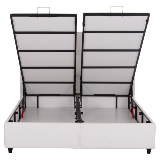 ΚΡEΒΑΤΙ ΜΕ ΑΠΟΘΗΚΕΥΤΙΚΟ ΧΩΡΟ DREAMLET HM716.03 ΛΕΥΚΟ TEDDY ΥΦΑΣΜΑ- ΓΙΑ ΣΤΡΩΜΑ 160x200εκ.