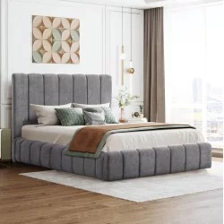 ΚΡΕΒΑΤΙ REMO ΜΕ ΑΠΟΘΗΚΕΥΤΙΚΟ ΧΩΡΟ HM719.22 ΥΦΑΣΜΑ TEDDY ΓΚΡΙ-ΓΙΑ ΣΤΡΩΜΑ 160x200εκ