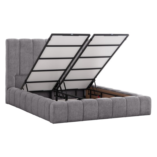 ΚΡΕΒΑΤΙ REMO ΜΕ ΑΠΟΘΗΚΕΥΤΙΚΟ ΧΩΡΟ HM719.22 ΥΦΑΣΜΑ TEDDY ΓΚΡΙ-ΓΙΑ ΣΤΡΩΜΑ 160x200εκ