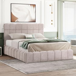 ΚΡΕΒΑΤΙ RAMON ΜΕ ΑΠΟΘ. ΧΩΡΟ HM720.10 ΥΦΑΣΜΑ TEDDY ΜΠΕΖ-ΓΙΑ ΣΤΡΩΜΑ 160x200εκ