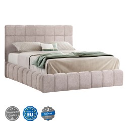 ΚΡΕΒΑΤΙ RAMON ΜΕ ΑΠΟΘ. ΧΩΡΟ HM720.10 ΥΦΑΣΜΑ TEDDY ΜΠΕΖ-ΓΙΑ ΣΤΡΩΜΑ 160x200εκ