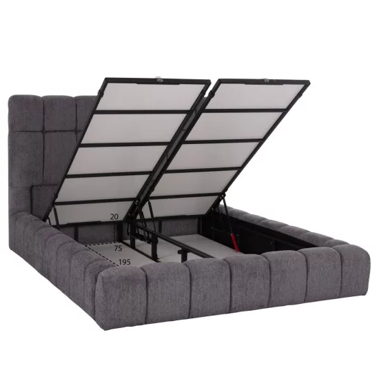 ΚΡΕΒΑΤΙ RAMON ΜΕ ΑΠΟΘ. ΧΩΡΟ HM720.22 ΥΦΑΣΜΑ TEDDY ΓΚΡΙ-ΓΙΑ ΣΤΡΩΜΑ 160x200εκ