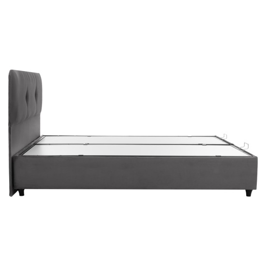 ΚΡΕΒΑΤΙ DOLORES ΜΕ ΑΠΟΘΗΚΕΥΤΙΚΟ ΓΚΡΙ ΒΕΛΟΥΔΟ HM631.10 ΓΙΑ ΣΤΡΩΜΑ 160x200 εκ.