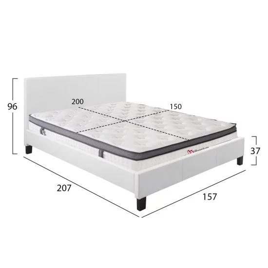ΚΡΕΒΑΤΙ ΜΕ ΣΤΡΩΜΑ BECCA HM10803.01 ΛΕΥΚΟ PU--ΓΙΑ 150x200εκ
