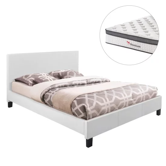 ΚΡΕΒΑΤΙ ΜΕ ΣΤΡΩΜΑ BECCA HM10803.01 ΛΕΥΚΟ PU--ΓΙΑ 150x200εκ