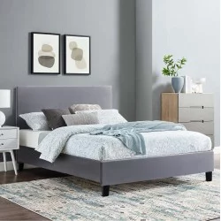 ΚΡΕΒΑΤΙ ΜΕ ΣΤΡΩΜΑ BECCA HM10803.11 ΓΚΡΙ ΥΦΑΣΜΑ--ΓΙΑ 150x200εκ