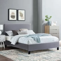 ΚΡΕΒΑΤΙ ΜΕ ΣΤΡΩΜΑ BECCA HM10803.11 ΓΚΡΙ ΥΦΑΣΜΑ--ΓΙΑ 150x200εκ