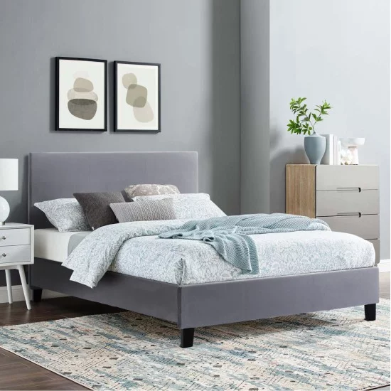 ΚΡΕΒΑΤΙ ΜΕ ΣΤΡΩΜΑ BECCA HM10803.11 ΓΚΡΙ ΥΦΑΣΜΑ--ΓΙΑ 150x200εκ