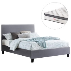 ΚΡΕΒΑΤΙ ΜΕ ΣΤΡΩΜΑ BECCA HM10803.11 ΓΚΡΙ ΥΦΑΣΜΑ--ΓΙΑ 150x200εκ