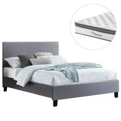 ΚΡΕΒΑΤΙ ΜΕ ΣΤΡΩΜΑ BECCA HM10803.11 ΓΚΡΙ ΥΦΑΣΜΑ--ΓΙΑ 150x200εκ